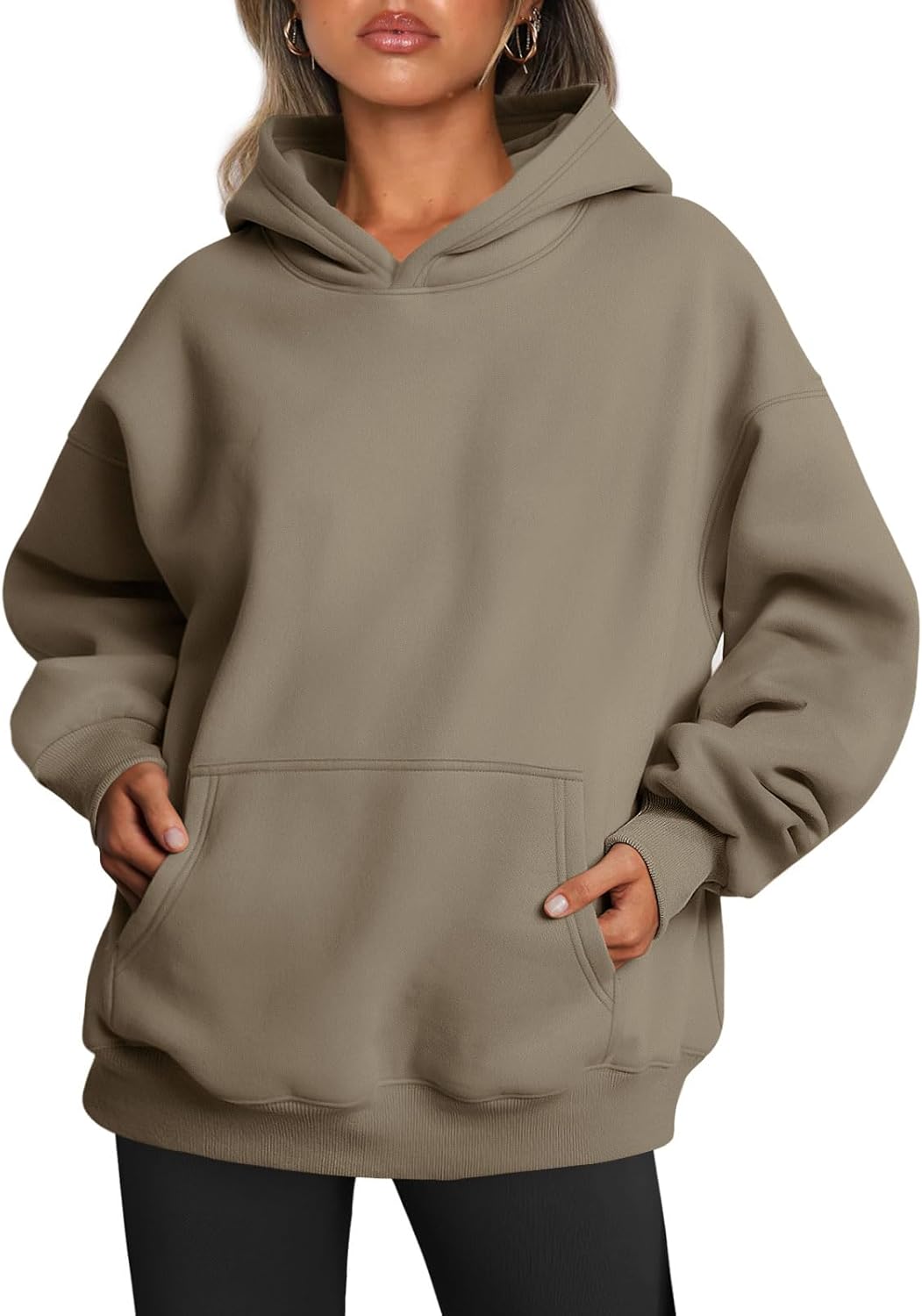 Women’s Oversized Fleece Hoodie – Cozy Pullover Sweatshirt with Pocket for Fall & Winter