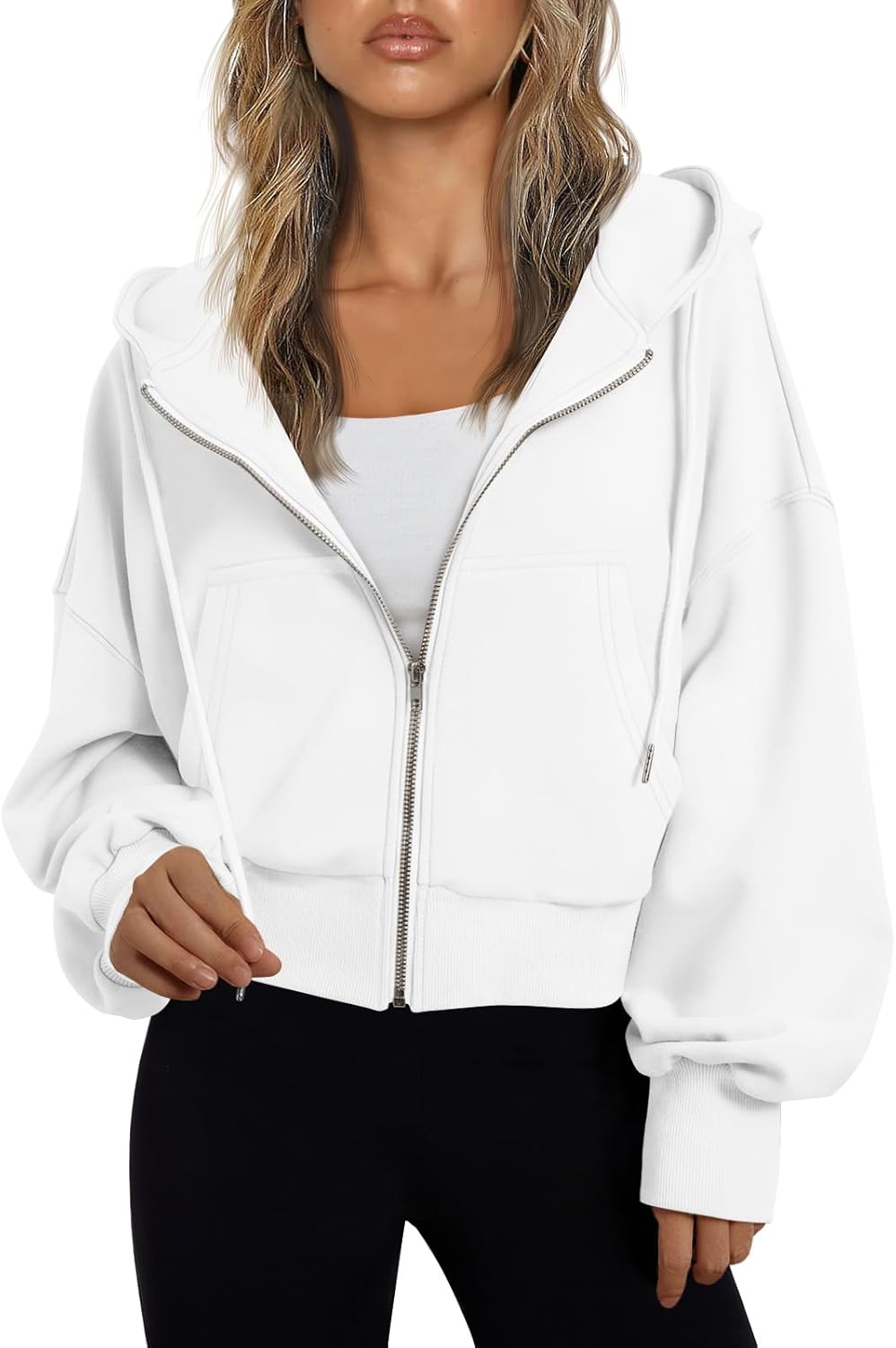 Women’s Full-Zip Hoodie with Fleece Lining – Cozy, Lightweight, Casual Fall and Winter Sweatshirt – Soft, Breathable Hoodie Jacket with Drop Shoulder & Slight Stretch