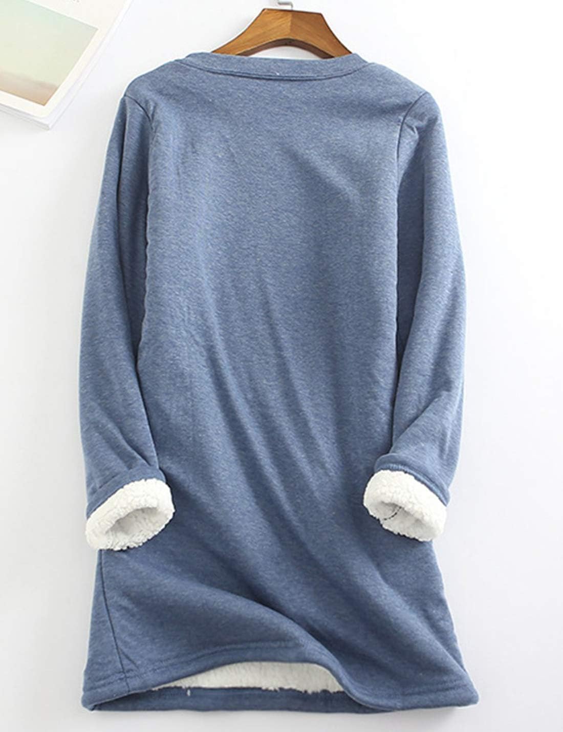 Women's Sherpa-Lined Fleece Sweatshirt - Cozy Crewneck Pullover for Lounge & Sport