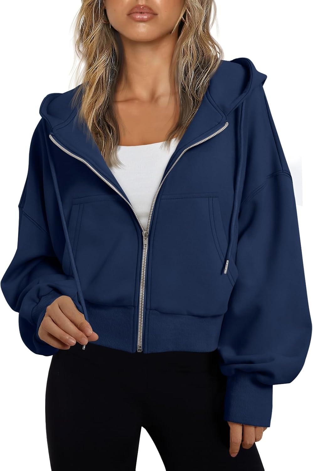 Women’s Full-Zip Hoodie with Fleece Lining – Cozy, Lightweight, Casual Fall and Winter Sweatshirt – Soft, Breathable Hoodie Jacket with Drop Shoulder & Slight Stretch