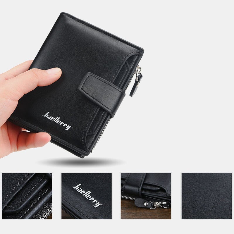 Men Faux Leather Short Wallet Card Holder Coin Bag