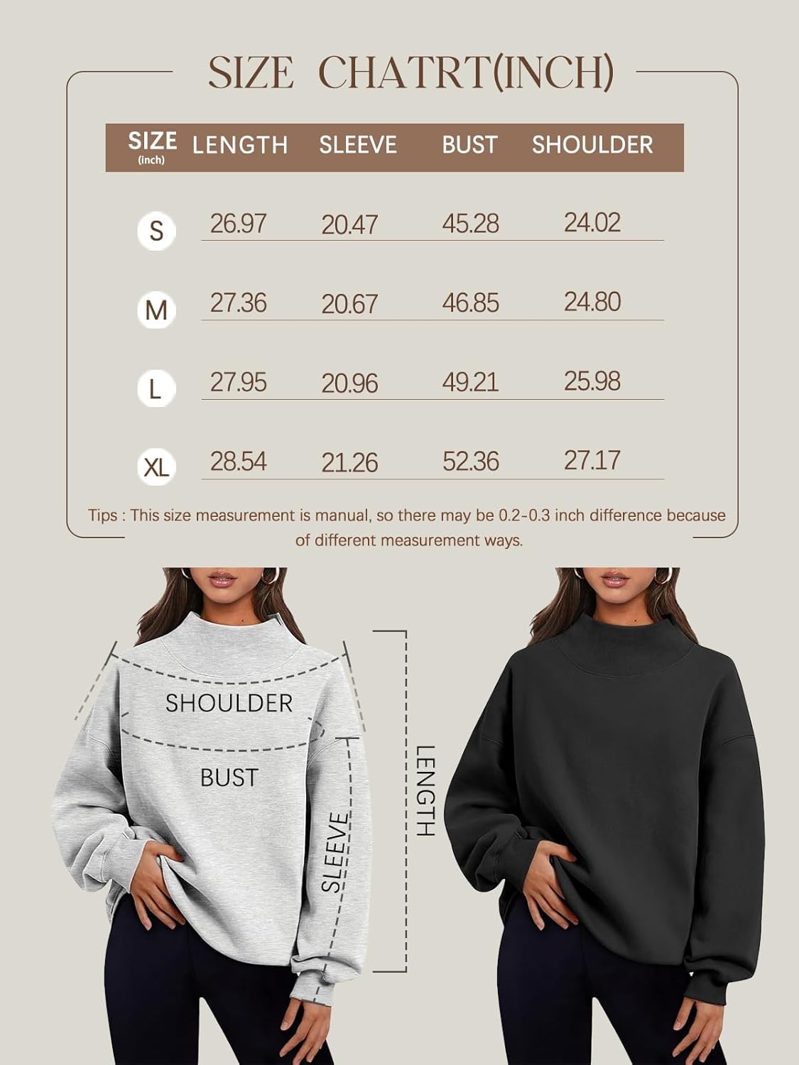 Womens Oversized Sweatshirts Turtleneck Pullover Long Sleeve Hoodies Tops Fall OutfitsClothes