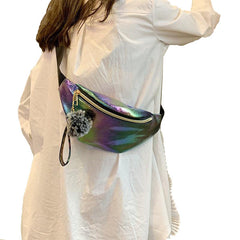 Cool Sequins Printing Waist Bag For Woman  Fashion  Girls Shoulder Belt Bags Kids Waist Packs Glitter Phone Pouch