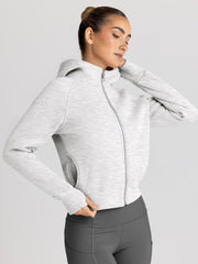 Women’s Full Zip Fleece Hoodie – Cozy Winter Jacket with Drop Shoulder Collar, Soft & Breathable Sweatshirt for Fall & Winter