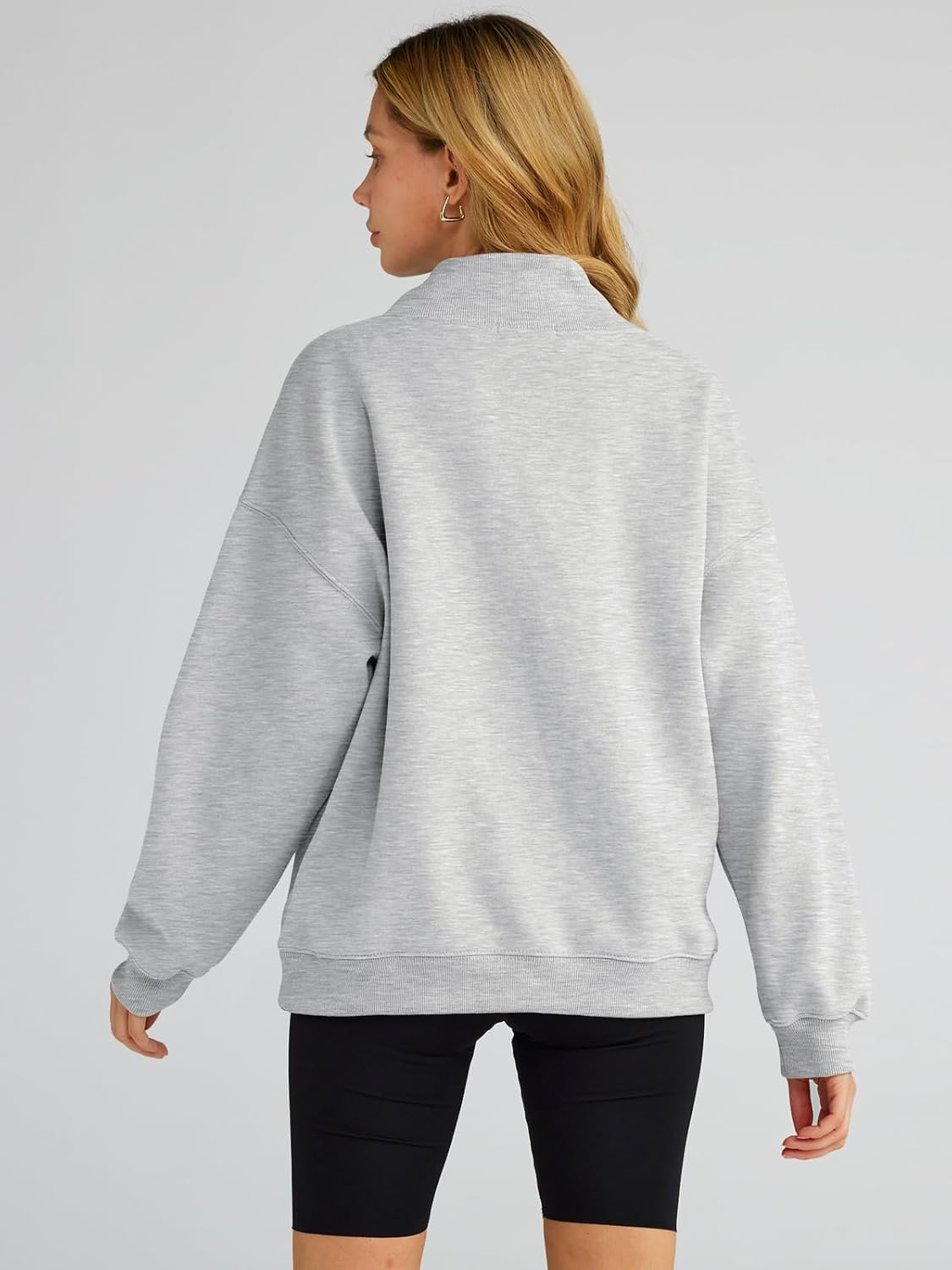 Women's Turtleneck Sweatshirt - Oversized Drop Shoulder Pullover with Fleece Lining