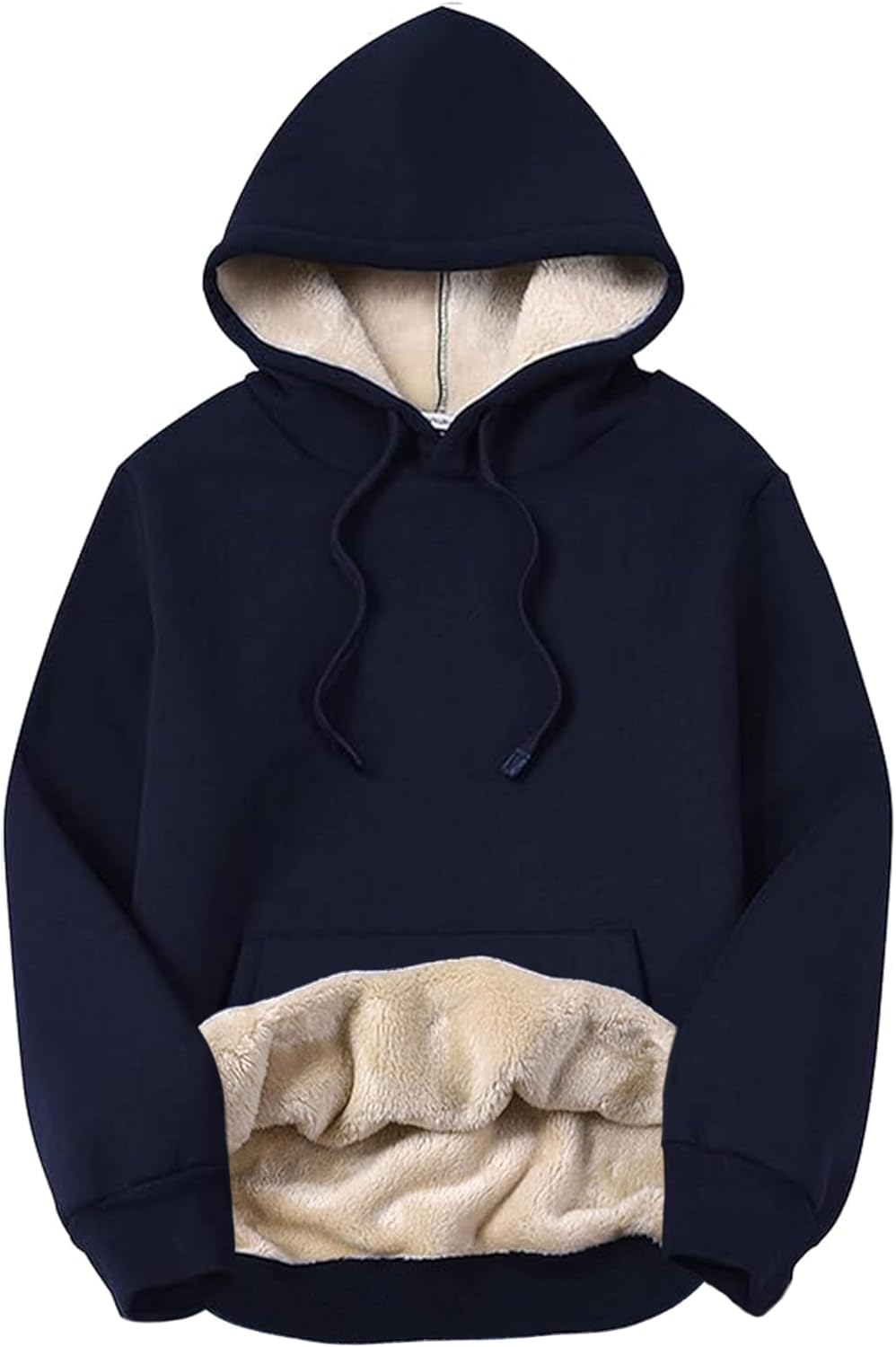 Women’s Cozy Sherpa Lined Hoodie Sweatshirt – Adjustable Drawstring Hood, Kangaroo Pocket, Long Sleeves for Fall & Winter Comfort