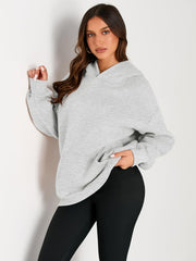 Women’s Oversized Fleece Hoodie – Cozy Pullover Sweatshirt with Pocket for Fall & Winter