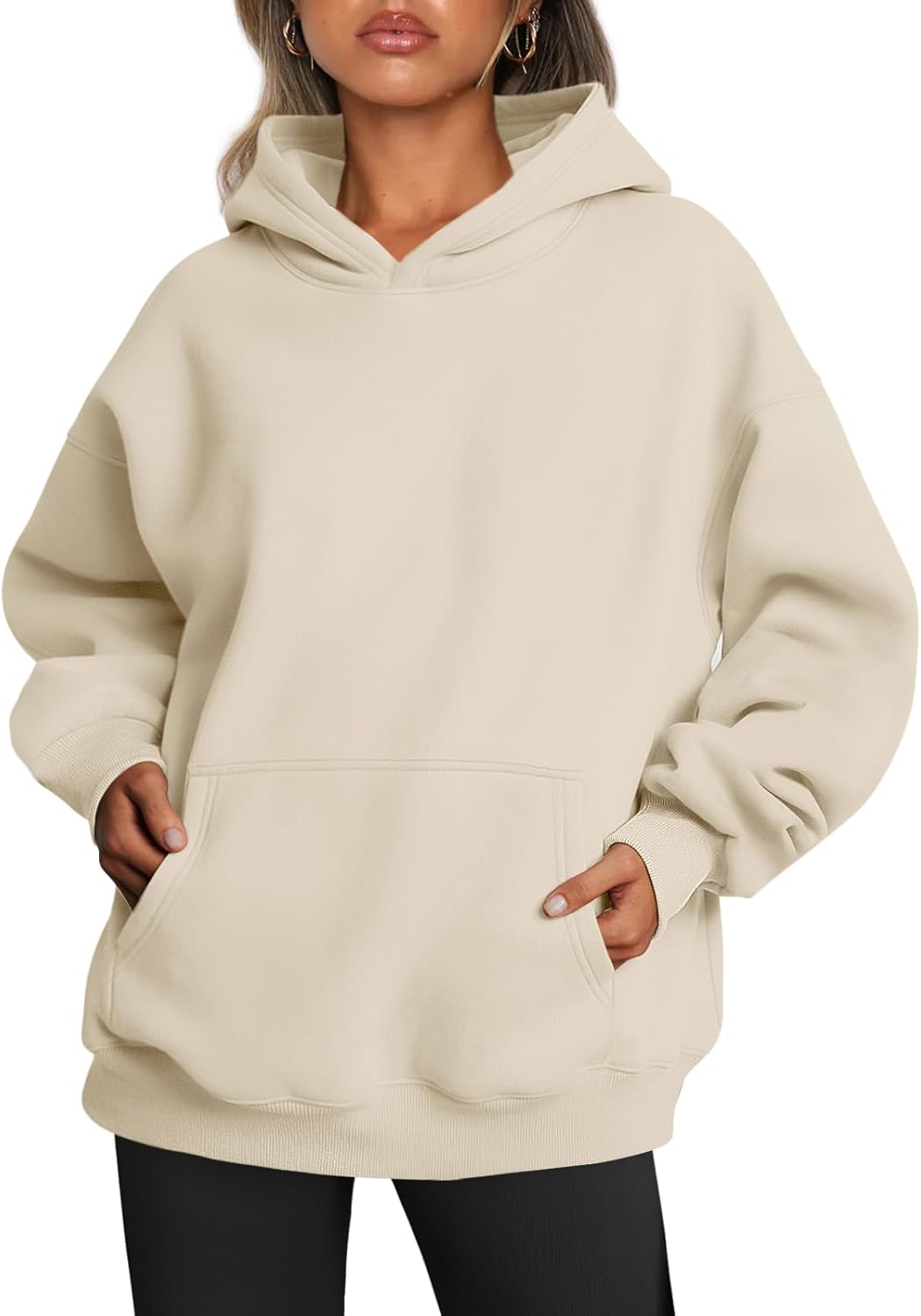 Women’s Oversized Fleece Hoodie – Cozy Pullover Sweatshirt with Pocket for Fall & Winter