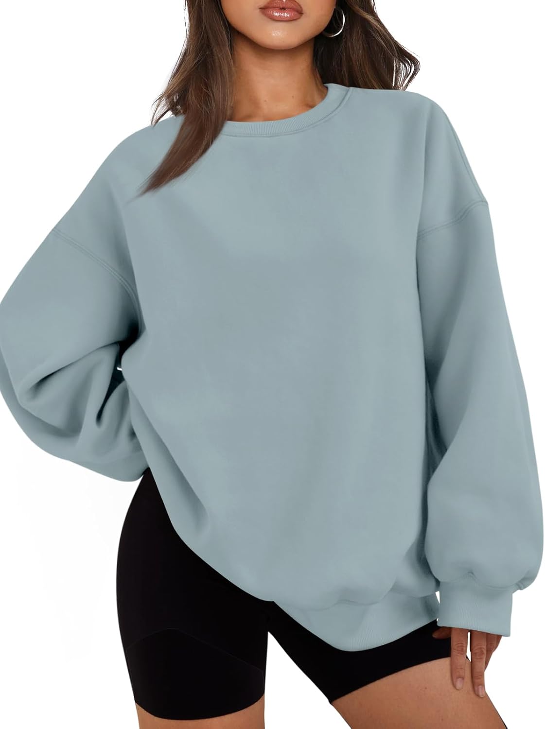 Women's Oversized Fleece Sweatshirt - Fall/Winter Casual Crewneck Pullover Top