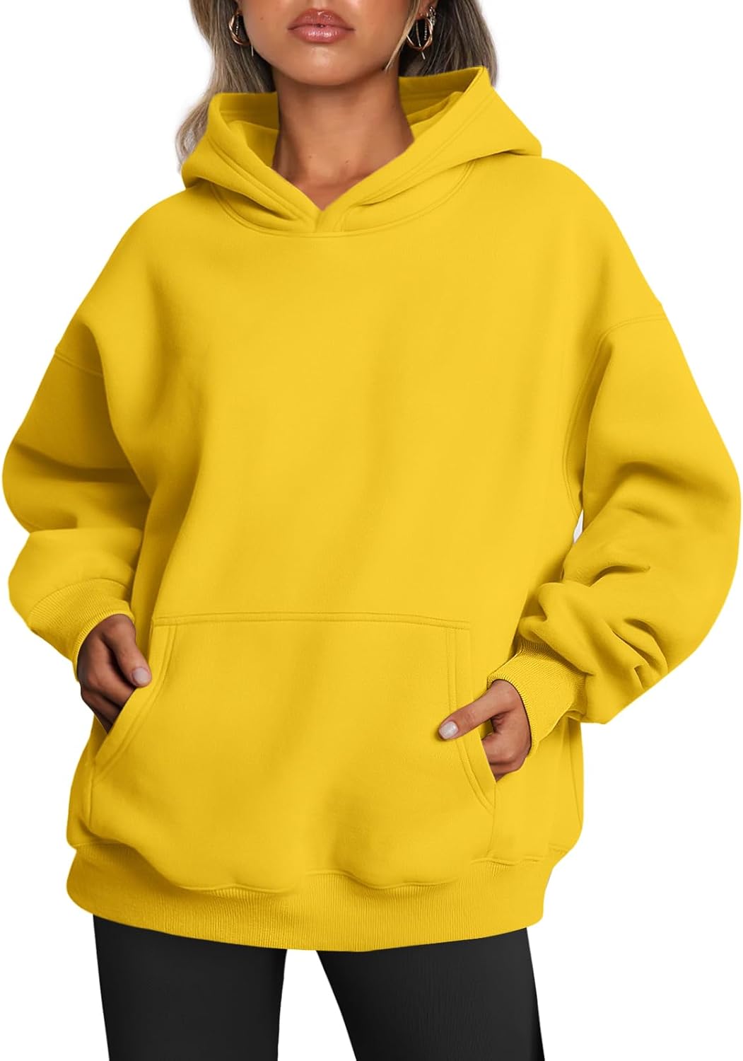 Women’s Oversized Fleece Hoodie – Cozy Pullover Sweatshirt with Pocket for Fall & Winter