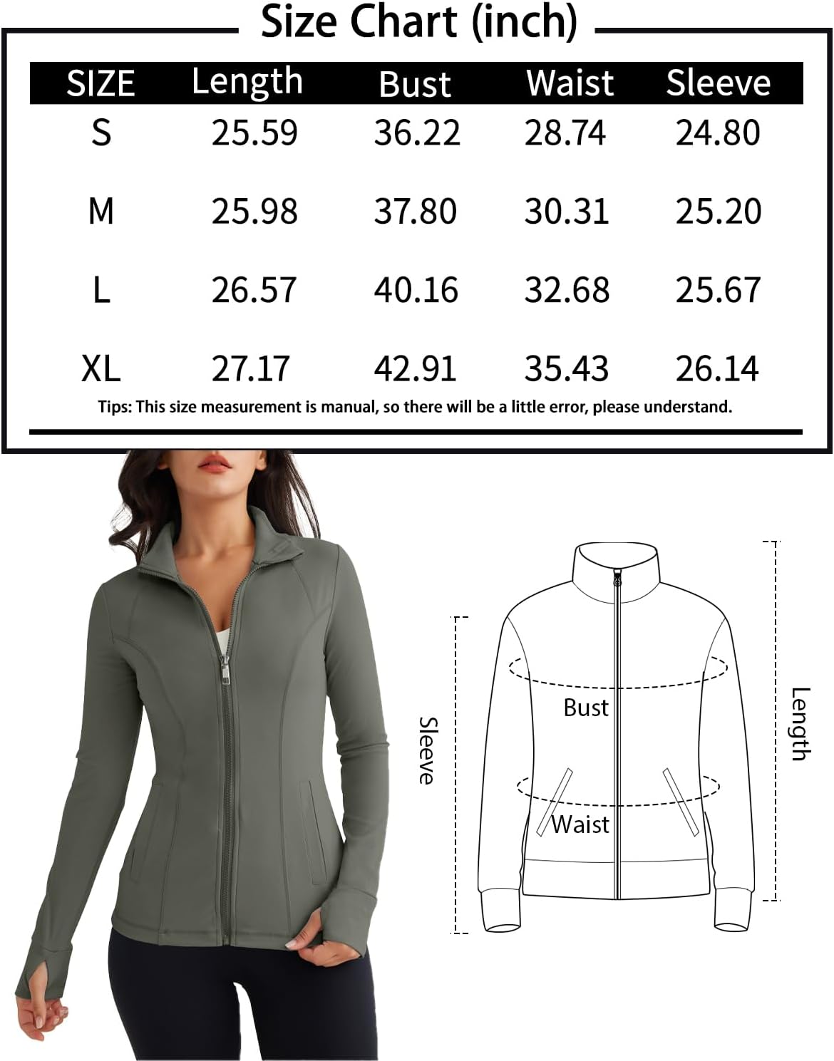 Womens Lightweight Zip Up Jackets Mock Turtleneck Long Sleeve Hoodies Fitted Workout Clothes with Pockets