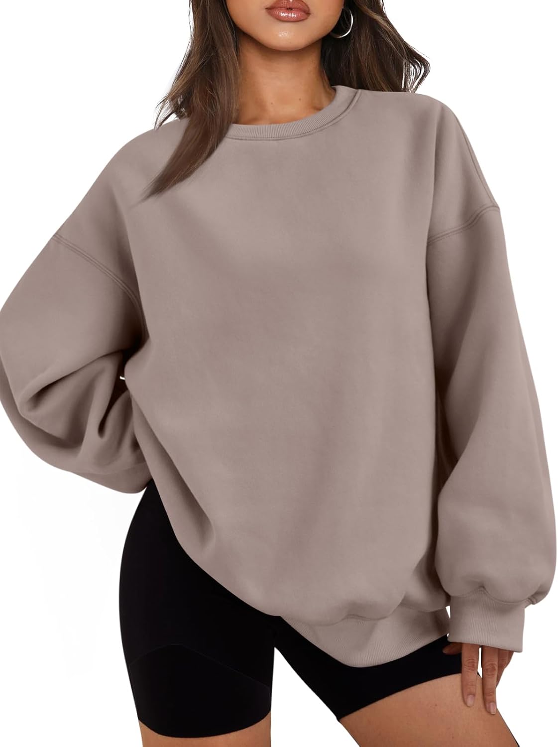 Women's Oversized Fleece Sweatshirt - Fall/Winter Casual Crewneck Pullover Top