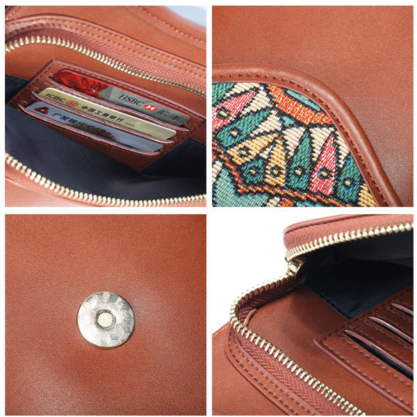 Bohemian Style Retro Canvas Floral Printing Women Phone Bag Shoulder Crossbody