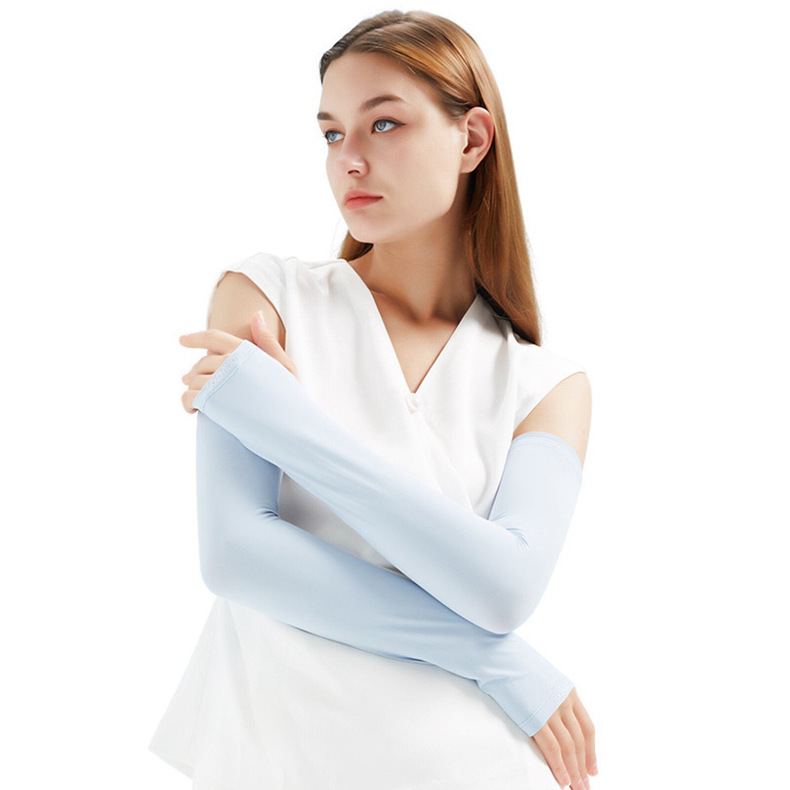 Women's Ice Silk Outdoor Driving Riding Anti-UV Long Shade Breathable Armguard Ice Silk Sleeve