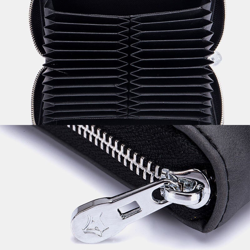 Men Genuine Leather RFID Anti-theft Organ Shape Multi-card Slots Coin Purse Card Wallet