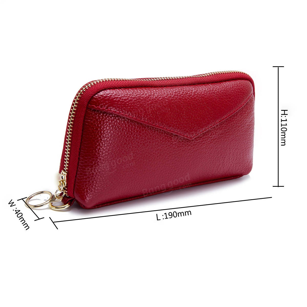 Women Genuine Leather Clutch Bag Zipper Long Wallet Two Fold Purse