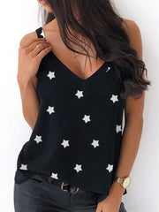 Casual Loose Star Printed Summer Tank Tops For Women