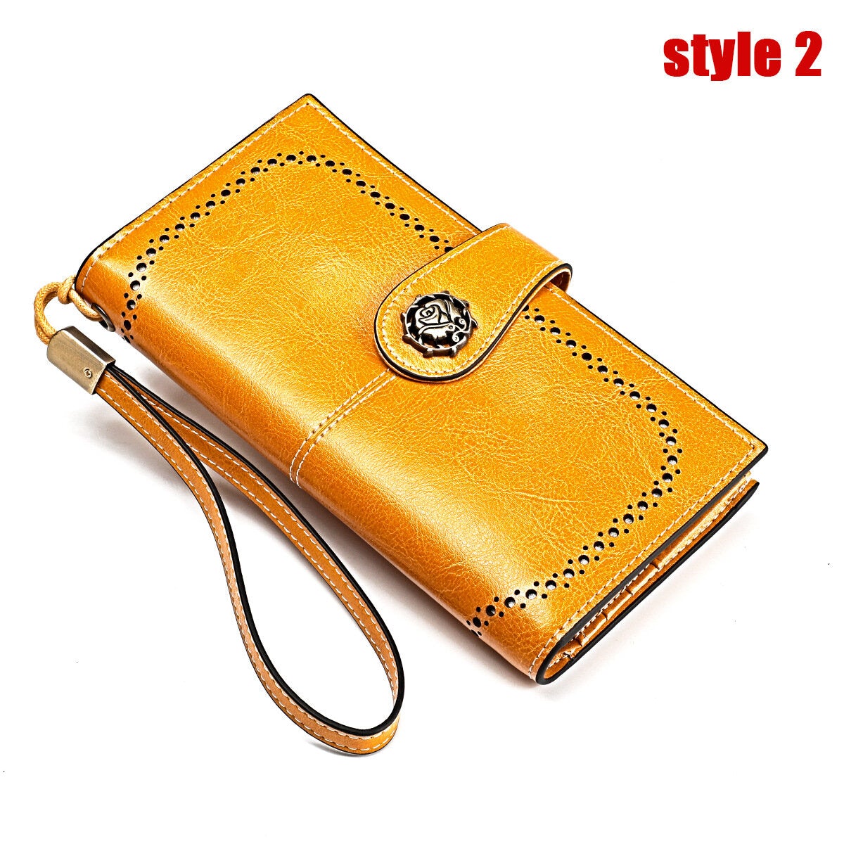 women genuine leather elegant vintage long wallet phone bag