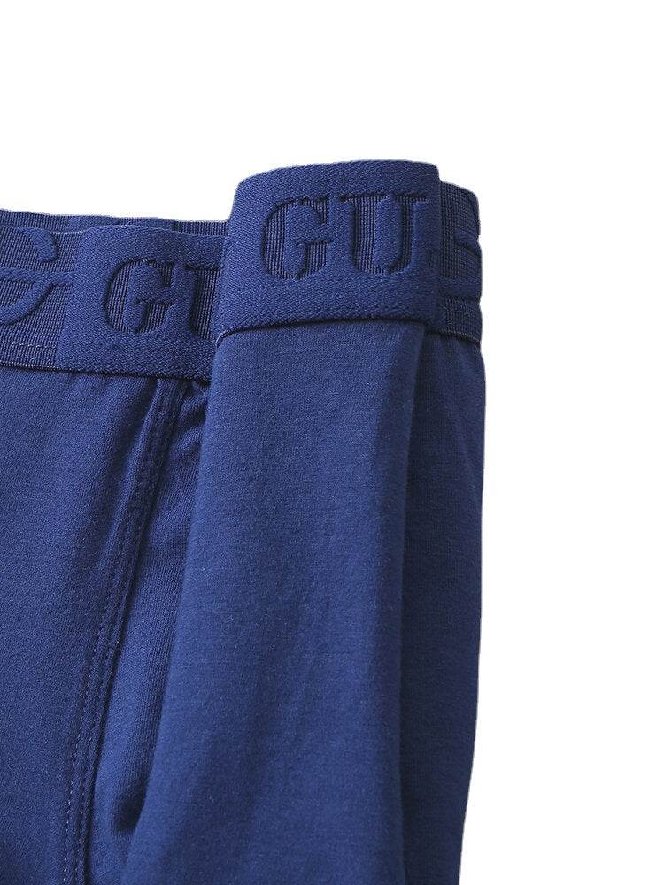 Mens Cotton Solid Color 4Pcs Breathable Elastic Mid Waist Thin Boxers