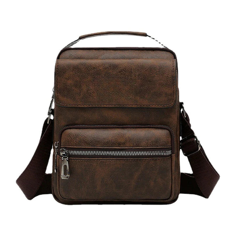 Men's PU Leather Anti-theft Multi-pocket Crossbody Messenger Bag
