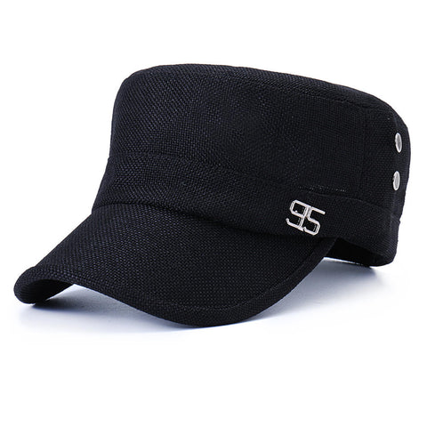 Men Simple Vogue Linen Solid Color Flat Hats Sunshade Casual Outdoors Adjustable Caps