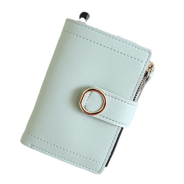 Women Ring Buckle Simple Zipper Wallet Purse Card Holder