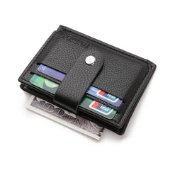 Men Faux Leather Mini Hasp Card Holder Zipper Wallet