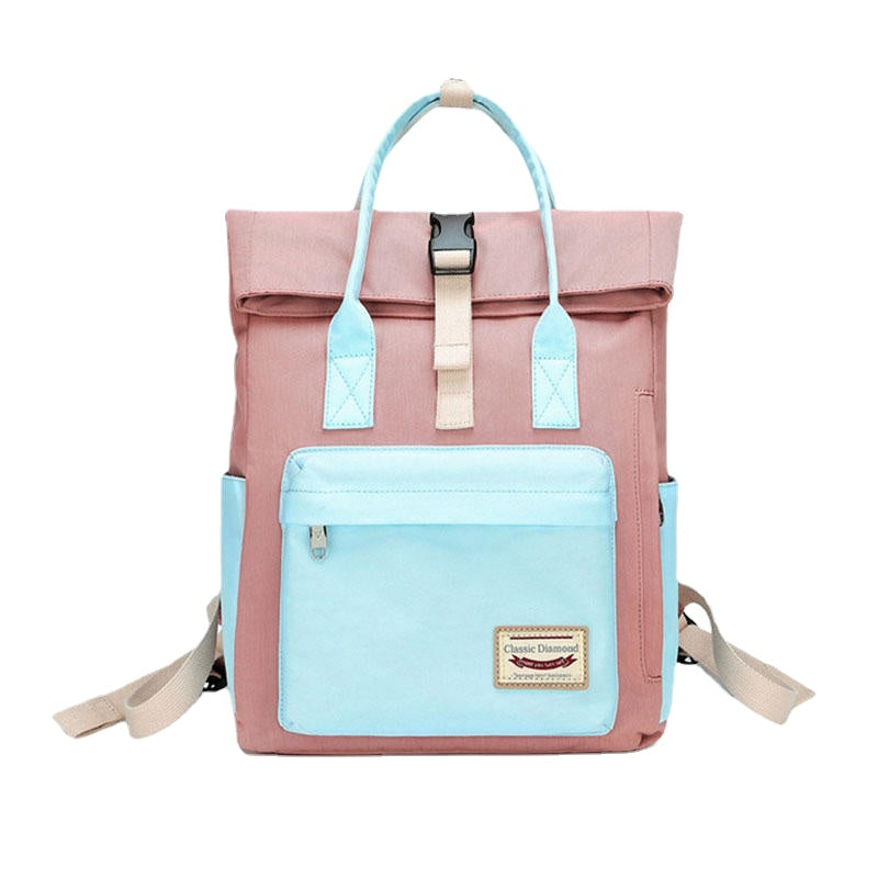 Women Fashion Canvas Casual Patchwork Waterproof Light Weight Backpack