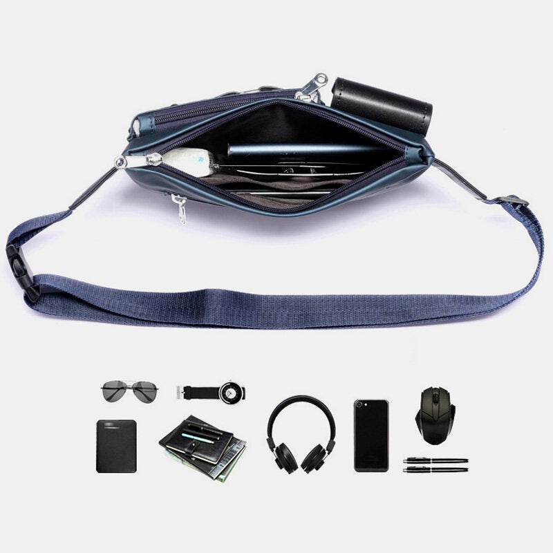 Men Oxford Multifunction Waterproof Headphone Hole Design Chest Bag Waist Bag Casual Fashion 6.5 Inch Phone Bag Crossbody Bags