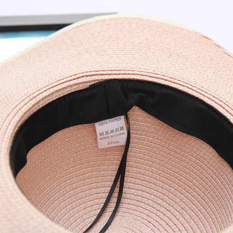 Women Summer Wide Birm Bucket Straw Hat Outdoor Travel Sunshade Visor Beach Hat