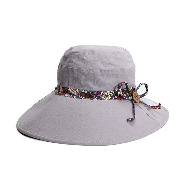 Women Sunscreen Bucket Hat Casual Anti-UV Wide Brim Double Sided Wear Beach Hat