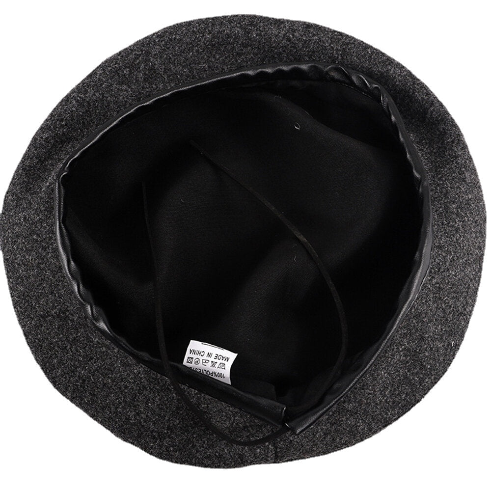 Woolen Beret Caps Wild Casual Drawstring Adjustable Painter Hat