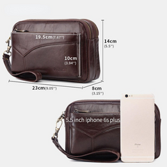 Men Genuine Leather Clutches Bags Small Phone Bag Card Holder Business