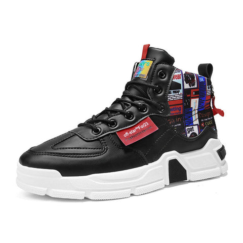 High-top Trainers  Personalized Graffiti Shoes with Thick Soles Non-slip Comfortable Outdoor Sports Shoes Men's Casual Shoes