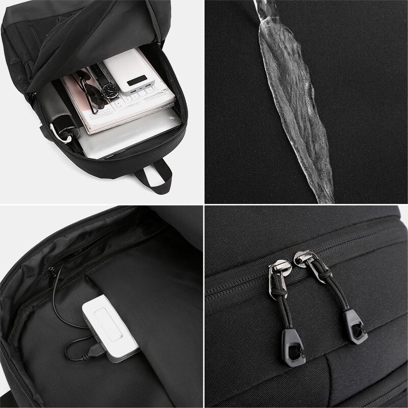 Men Oxford Multi-pocket Large Capacity USB Charging Backpack Casual Wild Waterproof School Bag