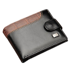 Men Faux Leather Contrast Color Retro Business Fashion Card Holder Wallet