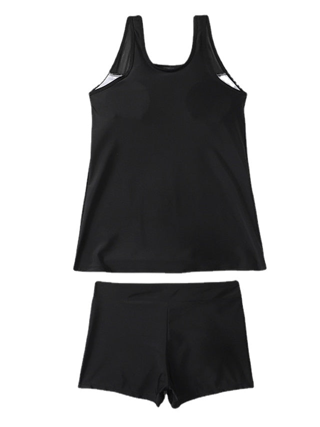 Women's Swimwear Tankini 2 Piece Normal Swimsuit Open Back Printing Floral Pure Color Black Blue Royal Blue Navy Blue Vest Scoop Neck Bathing Suits Sports Vacation Fashion / Modern / New