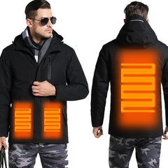 Electric Heated Jacket for Men & Women USB Winter Windproof Waterproof Hooded Outdoor Skiing
