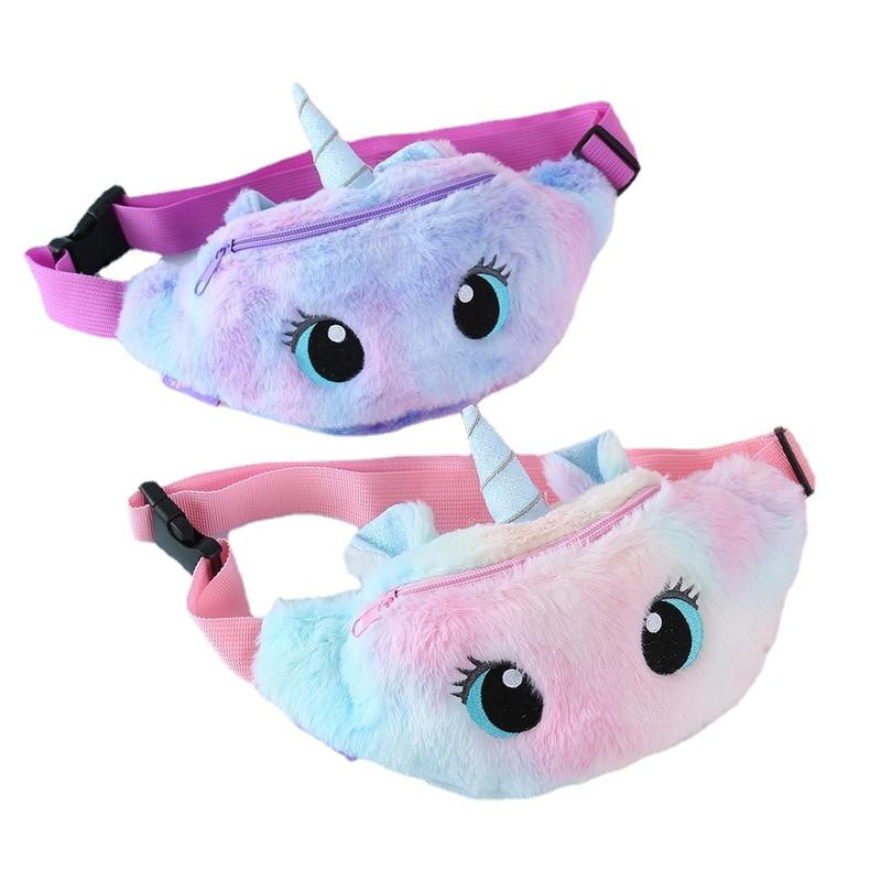 Fashionable Girls' Plush Waist Bag With Cute Unicorn Shape For Phone Coin