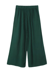 Plus Size High Elastic Waist Button Pleated Casual Wide Leg Pants For Women