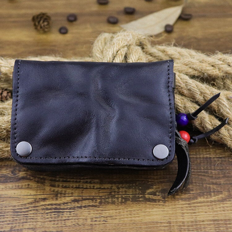 Men Genuine Leather Buckle Side Pull Pocket Key Bag Wallet