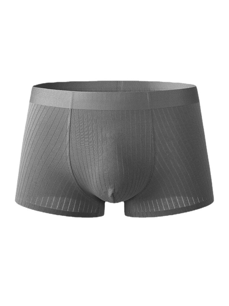 Mens Cotton Seamless Breathable Antibacterial Solid Home U Convex Pouch Boxers