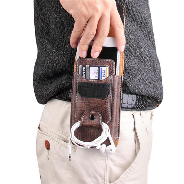 Multiple Sizes Men PU Leather Solid 6.3 inch Phone Bag Purse Casual Waist Bag Easy Carry