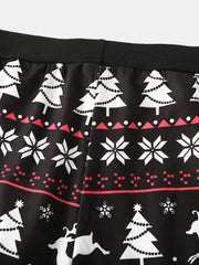 Women Christmas Style Print Elastic Waist Slim Home Ethic Style Sleep Bottoms