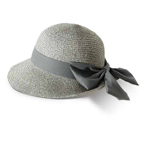 Women Straw Leisure Vacation Versatile Breathable Shade Big Bow Straw Hat Tour Beach Bucket Cap