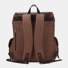 Men Oil Wax Canvas Casual Waterproof Multi-pocket Backpack Large Capacity 15.6 Inch Laptop Bag Shoulder Bag