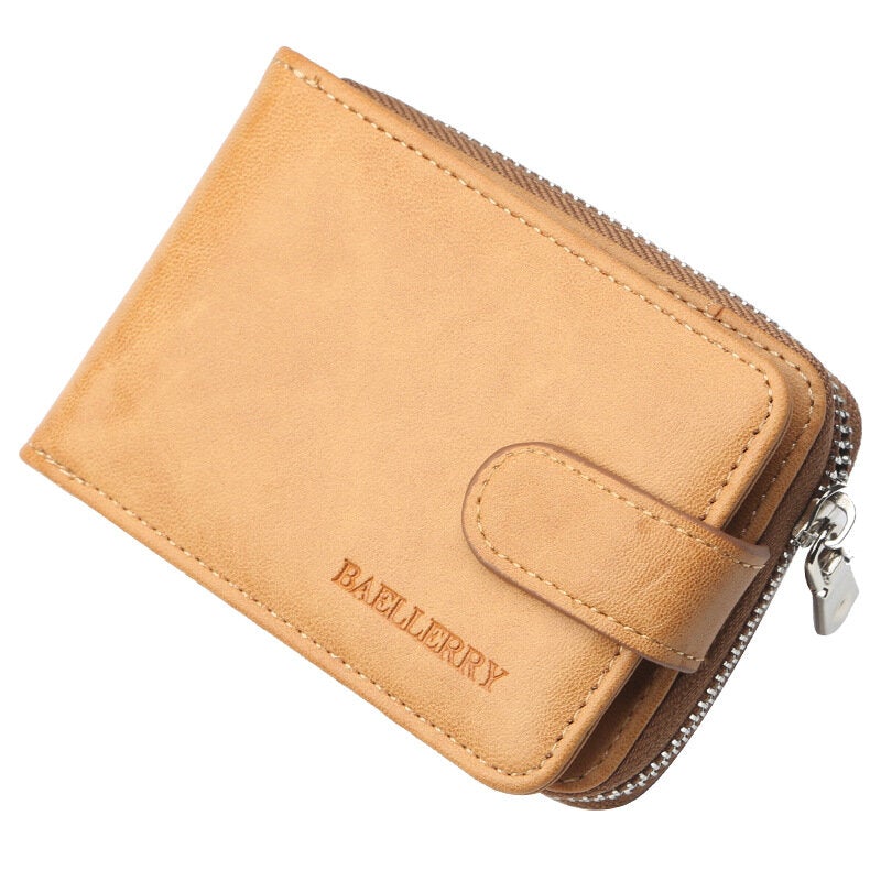 Men Faux Leather Multi-Card Zipper Wallet