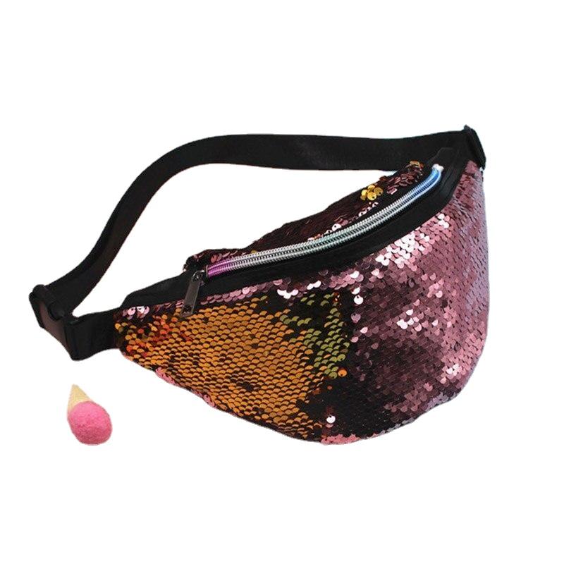 Leisure Fashionable Women's Sequined Leather Fannypacks