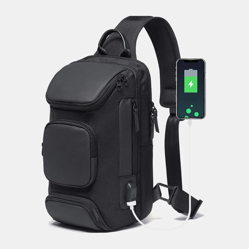 Men's Multifunction USB Charging Crossbody Bag for 15.6" Laptop with Multi-Pockets