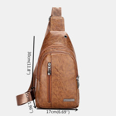 Men Earphone Hole Business Multi-pocket Crossbody Bag Chest Bag Sling